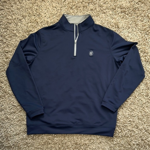 Peter Millar Navy Quarter-Zip CT&CC Logo Pullovers Size Large - Picture 2 of 11